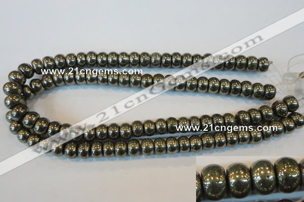 CPY102 15.5 inches 8*12mm rondelle pyrite gemstone beads wholesale