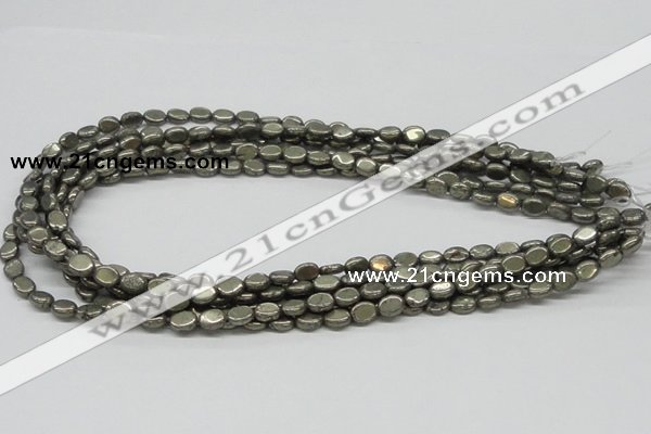 CPY11 16 inches 6*8mm oval pyrite gemstone beads wholesale