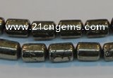 CPY122 15.5 inches 8*12mm tube pyrite gemstone beads wholesale