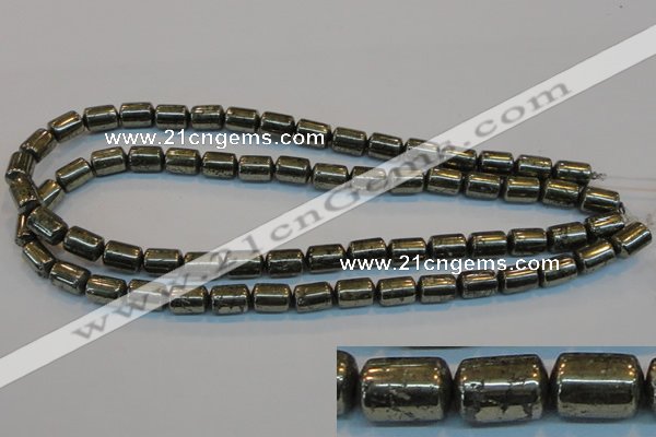 CPY122 15.5 inches 8*12mm tube pyrite gemstone beads wholesale