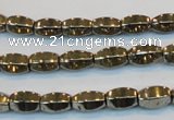 CPY141 15.5 inches 6*10mm rice pyrite gemstone beads wholesale