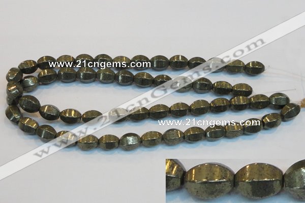 CPY145 15.5 inches 10*14mm rice pyrite gemstone beads wholesale