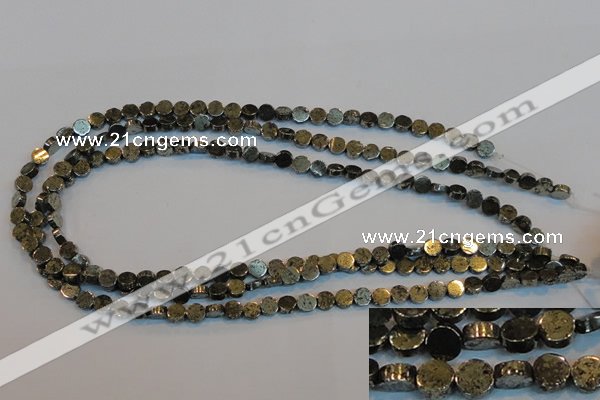 CPY150 15.5 inches 6mm coin pyrite gemstone beads wholesale