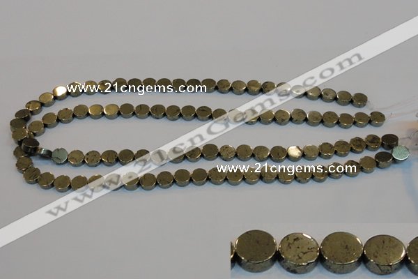 CPY151 15.5 inches 8mm coin pyrite gemstone beads wholesale