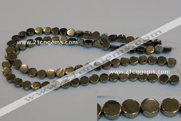 CPY152 15.5 inches 10mm coin pyrite gemstone beads wholesale