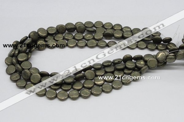 CPY17 16 inches 12mm coin pyrite gemstone beads wholesale