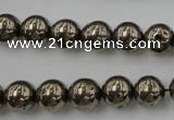 CPY204 15.5 inches 10mm round pyrite gemstone beads wholesale