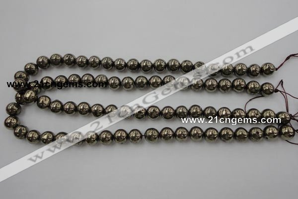 CPY204 15.5 inches 10mm round pyrite gemstone beads wholesale