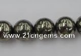 CPY206 15.5 inches 14mm round pyrite gemstone beads wholesale