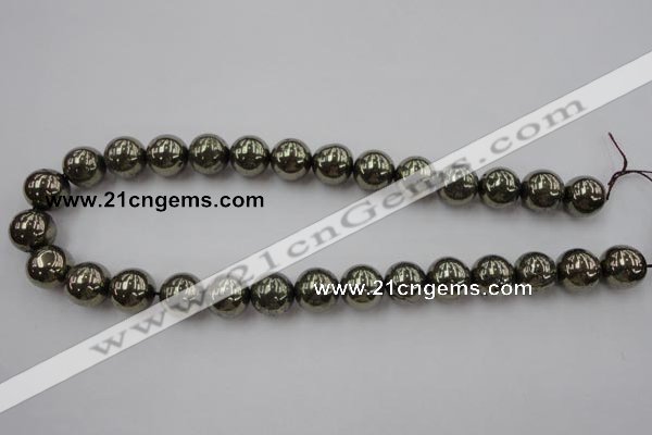 CPY206 15.5 inches 14mm round pyrite gemstone beads wholesale