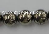 CPY207 15.5 inches 16mm round pyrite gemstone beads wholesale