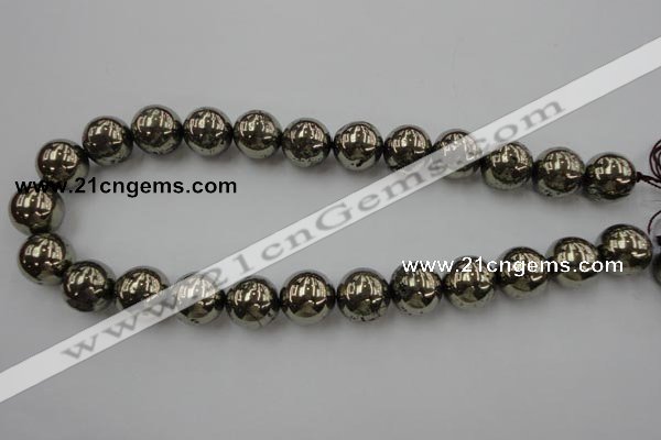 CPY207 15.5 inches 16mm round pyrite gemstone beads wholesale