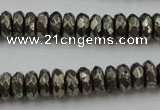 CPY216 15.5 inches 4*10mm faceted rondelle pyrite gemstone beads