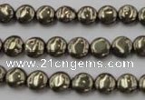 CPY220 15.5 inches 8mm flat round pyrite gemstone beads wholesale