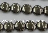 CPY222 15.5 inches 12mm flat round pyrite gemstone beads wholesale