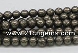 CPY23 16 inches 4mm round pyrite gemstone beads wholesale