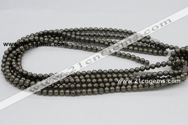 CPY23 16 inches 4mm round pyrite gemstone beads wholesale