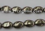 CPY231 15.5 inches 8*12mm oval pyrite gemstone beads wholesale