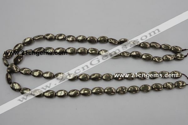 CPY231 15.5 inches 8*12mm oval pyrite gemstone beads wholesale