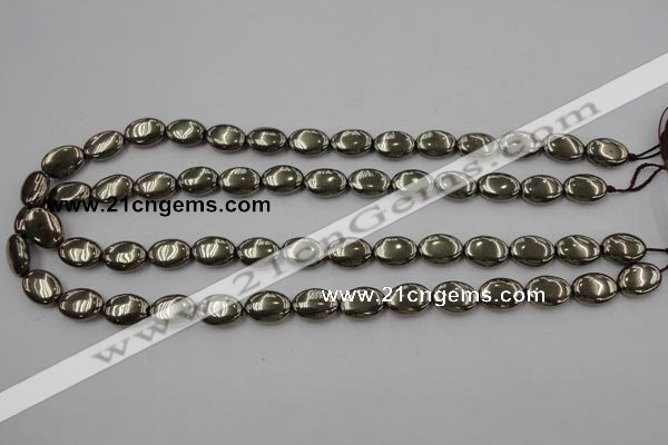 CPY232 15.5 inches 10*14mm oval pyrite gemstone beads wholesale