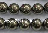 CPY26 16 inches 16mm round pyrite gemstone beads wholesale