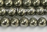 CPY260 15.5 inches 4mm round pyrite gemstone beads wholesale