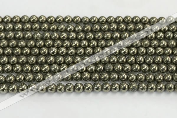 CPY260 15.5 inches 4mm round pyrite gemstone beads wholesale