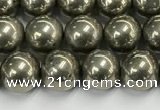 CPY261 15.5 inches 6mm round pyrite gemstone beads wholesale