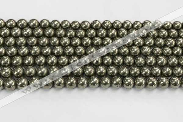 CPY261 15.5 inches 6mm round pyrite gemstone beads wholesale