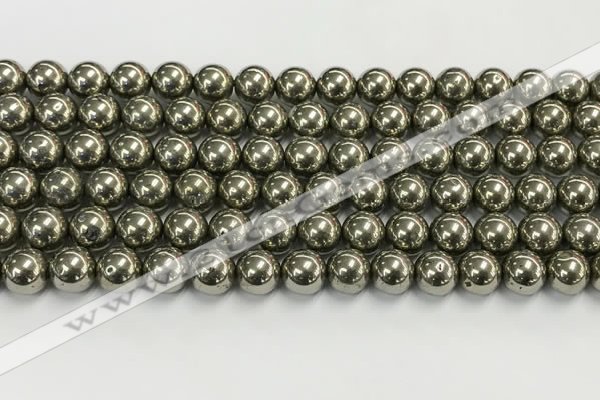 CPY262 15.5 inches 8mm round pyrite gemstone beads wholesale