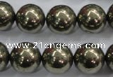 CPY27 16 inches 18mm round pyrite gemstone beads wholesale