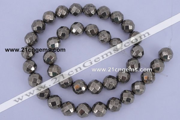 CPY29 16 inches 8mm faceted round pyrite gemstone beads wholesale