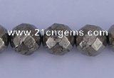 CPY30 16 inches 10mm faceted round pyrite gemstone beads wholesale