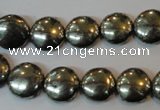 CPY302 15.5 inches 12mm flat round pyrite gemstone beads wholesale