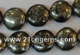 CPY303 15.5 inches 16mm flat round pyrite gemstone beads wholesale