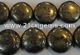 CPY304 15.5 inches 18mm flat round pyrite gemstone beads wholesale