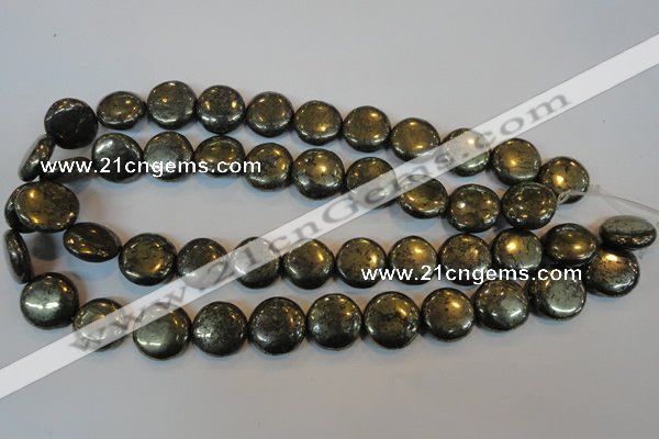 CPY304 15.5 inches 18mm flat round pyrite gemstone beads wholesale