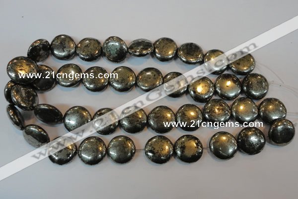 CPY305 15.5 inches 20mm flat round pyrite gemstone beads wholesale