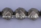 CPY31 16 inches 12mm faceted round pyrite gemstone beads wholesale