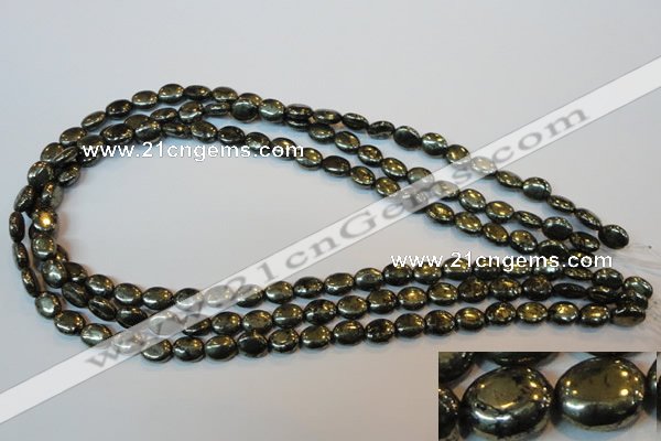 CPY310 15.5 inches 7*9mm oval pyrite gemstone beads wholesale