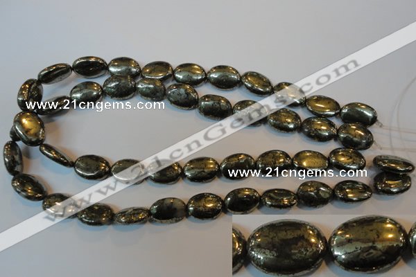 CPY312 15.5 inches 13*18mm oval pyrite gemstone beads wholesale