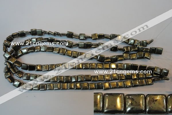 CPY315 15.5 inches 8*8mm square pyrite gemstone beads wholesale