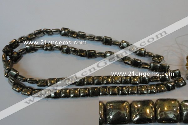 CPY316 15.5 inches 10*10mm square pyrite gemstone beads wholesale