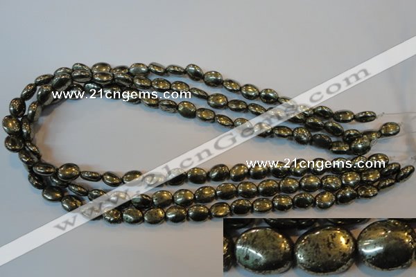 CPY32 16 inches 8*10mm oval pyrite gemstone beads wholesale