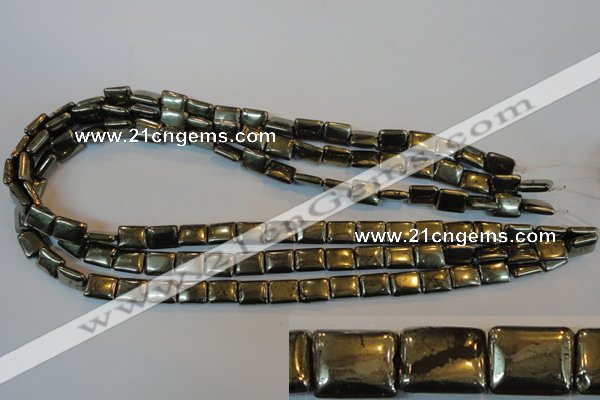 CPY320 15.5 inches 8*10mm rectangle pyrite gemstone beads wholesale