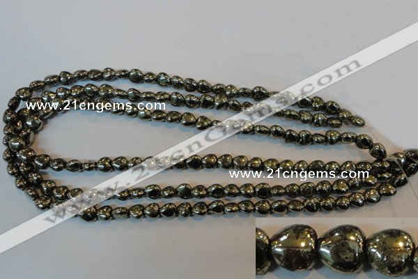 CPY328 15.5 inches 8*8mm heart pyrite gemstone beads wholesale