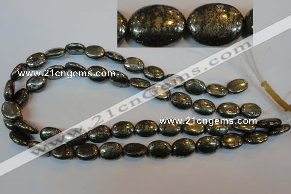 CPY33 16 inches 12*16mm oval pyrite gemstone beads wholesale