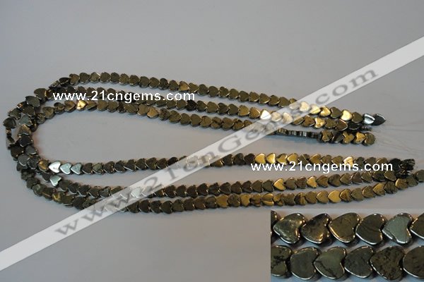 CPY330 15.5 inches 6*6mm heart pyrite gemstone beads wholesale