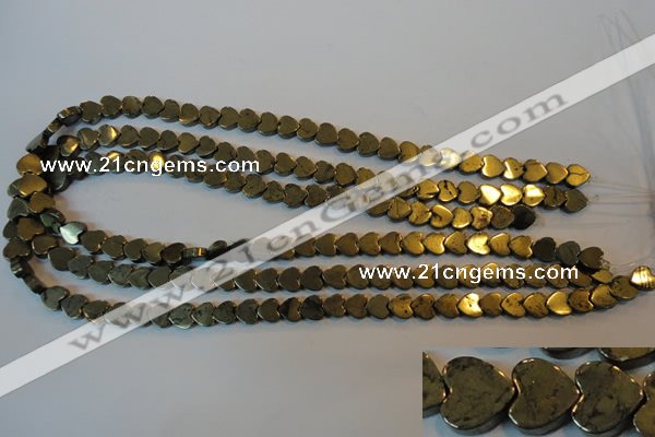 CPY331 15.5 inches 8*8mm heart pyrite gemstone beads wholesale