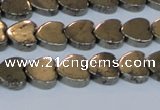 CPY332 15.5 inches 10*10mm heart pyrite gemstone beads